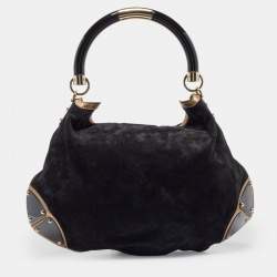 Gucci Black/Gold Hysteria Embossed Suede Large Indy Hobo