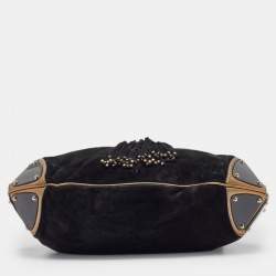 Gucci Black/Gold Hysteria Embossed Suede Large Indy Hobo