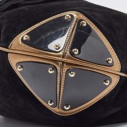 Gucci Black/Gold Hysteria Embossed Suede Large Indy Hobo