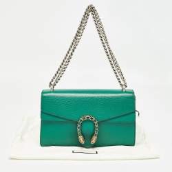 مملوكة مسبقًا Gucci Green Leather Small Dionysus Crystals Shoulder Bag
