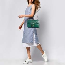 مملوكة مسبقًا Gucci Green Leather Small Dionysus Crystals Shoulder Bag