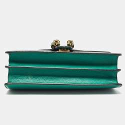 مملوكة مسبقًا Gucci Green Leather Small Dionysus Crystals Shoulder Bag