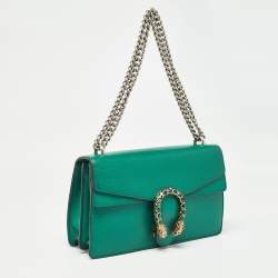 مملوكة مسبقًا Gucci Green Leather Small Dionysus Crystals Shoulder Bag