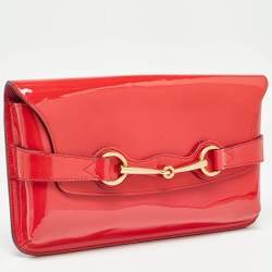 Gucci Red Patent Leather Bright Bit Clutch