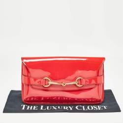 Gucci Red Patent Leather Bright Bit Clutch