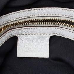 Pre Owned Gucci White Leather Front Zip Chain Tote