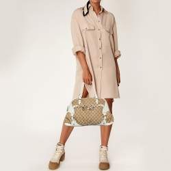 Gucci Beige/Off White GG Canvas and Leather Bag