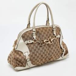 Gucci Beige/Off White GG Canvas and Leather Bag