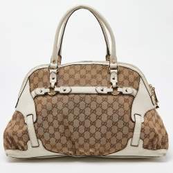 Gucci Beige/Off White GG Canvas and Leather Bag