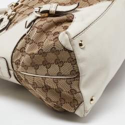 Gucci Beige/Off White GG Canvas and Leather Bag