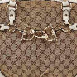 Gucci Beige/Off White GG Canvas and Leather Bag