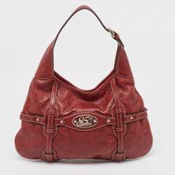 Pre Owned Gucci Red Guccissima Leather 85th Anniversary Hobo