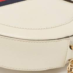 Pre Owned Gucci Off White Leather Mini Ophidia Round Shoulder Bag
