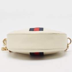 Pre Owned Gucci Off White Leather Mini Ophidia Round Shoulder Bag