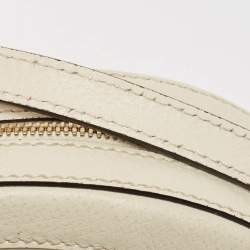 Pre Owned Gucci Off White Leather Mini Ophidia Round Shoulder Bag