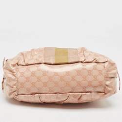 مملوكة مسبقًا Gucci Pink GG Crystals Canvas Horsebit Charm Web Hobo