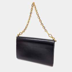 Gucci Black Leather 1955 Horsebit Chain Shoulder Bag