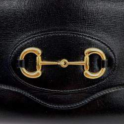 Gucci Black Leather 1955 Horsebit Chain Shoulder Bag
