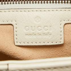 Pre Owned Gucci White Leather Diana Bamboo Capsule Bag