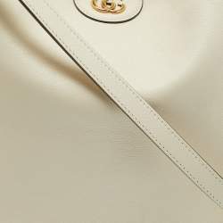 Pre Owned Gucci White Leather Diana Bamboo Capsule Bag