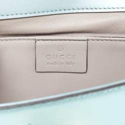 Pre Owned Gucci Metallic Leather Crystal Interlocking G Broadway Clutch