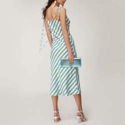 Pre Owned Gucci Metallic Leather Crystal Interlocking G Broadway Clutch