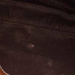 Pre Owned Gucci Beige/Brown GG Canvas and Leather Flap Top Handle Bag