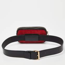 Pre Owned Gucci Red/Black Suede and Patent Leather Ophidia Belt Bag