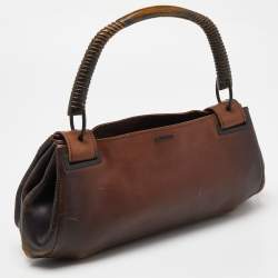 Gucci Two Tone Brown Leather Satchel