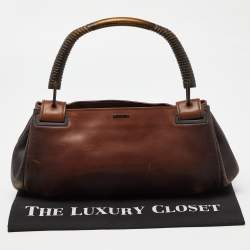 Gucci Two Tone Brown Leather Satchel