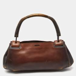 Gucci Two Tone Brown Leather Satchel