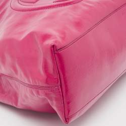 Pre Owned Gucci Magenta Patent Leather Medium Soho Chain Tote
