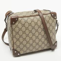 Pre Owned Gucci Brown/Beige GG Supreme Canvas Soft Trunk Crossbody Bag