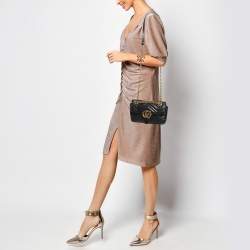 مملوكة مسبقًا Gucci Black Matelassé Leather Mini GG Marmont Shoulder Bag