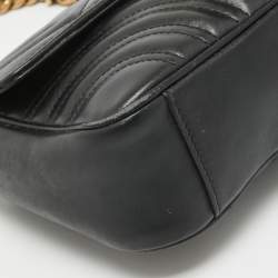 مملوكة مسبقًا Gucci Black Matelassé Leather Mini GG Marmont Shoulder Bag
