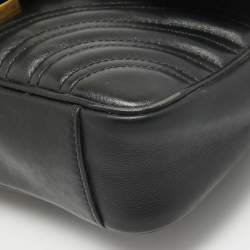 مملوكة مسبقًا Gucci Black Matelassé Leather Mini GG Marmont Shoulder Bag