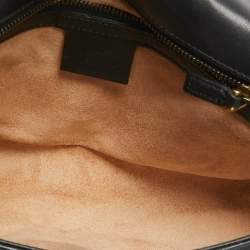 Pre Owned Gucci Black Matelassé Leather Small GG Marmont Shoulder Bag