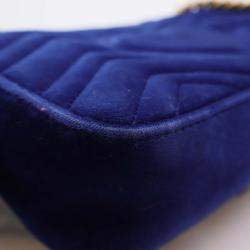 Gucci Blue Velvet Mini GG Marmont Shoulder Bag