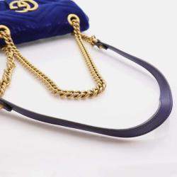 Gucci Blue Velvet Mini GG Marmont Shoulder Bag