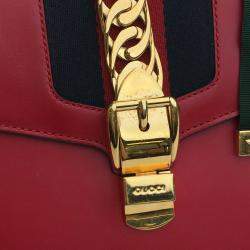 Gucci Red Leather Small Sylvie Shoulder Bag