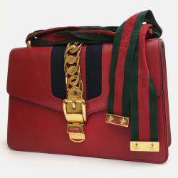 Gucci Red Leather Small Sylvie Shoulder Bag