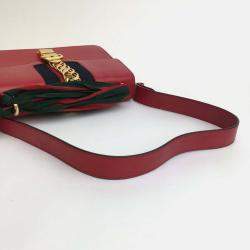 Gucci Red Leather Small Sylvie Shoulder Bag
