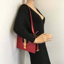 Gucci Red Leather Small Sylvie Shoulder Bag
