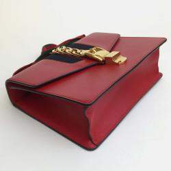 Gucci Red Leather Small Sylvie Shoulder Bag