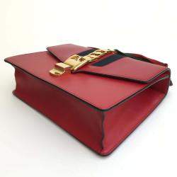 Gucci Red Leather Small Sylvie Shoulder Bag