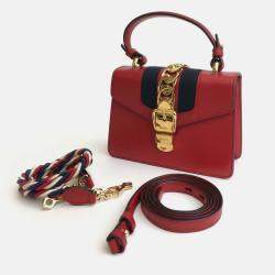 Gucci Red Leather Mini Sylvie Shoulder Bag