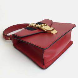 Gucci Red Leather Mini Sylvie Shoulder Bag