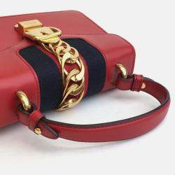 Gucci Red Leather Mini Sylvie Shoulder Bag