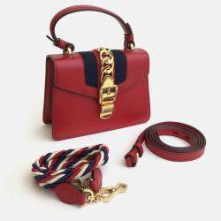 Gucci Red Leather Mini Sylvie Shoulder Bag