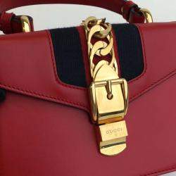 Gucci Red Leather Mini Sylvie Shoulder Bag